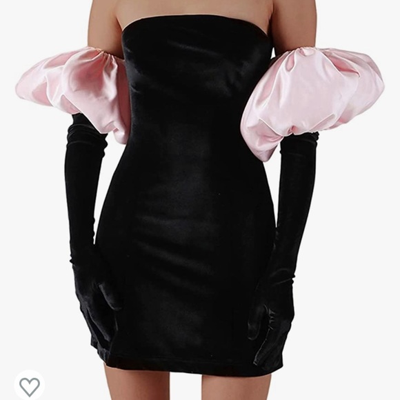 Black tube dress with puff sleeves - Picture 1 of 2